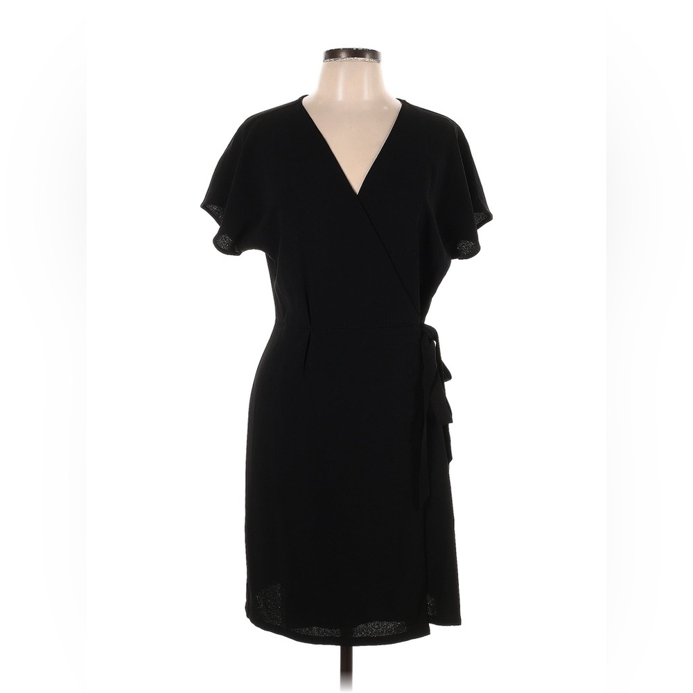 Bobeau Short Sleeve Crepe Wrap Dress, Size Medium